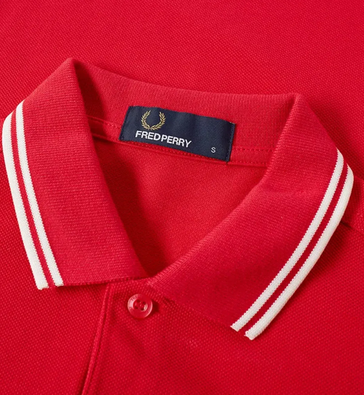 Fred Perry White Double Stripe Bright Red Polo Shirt