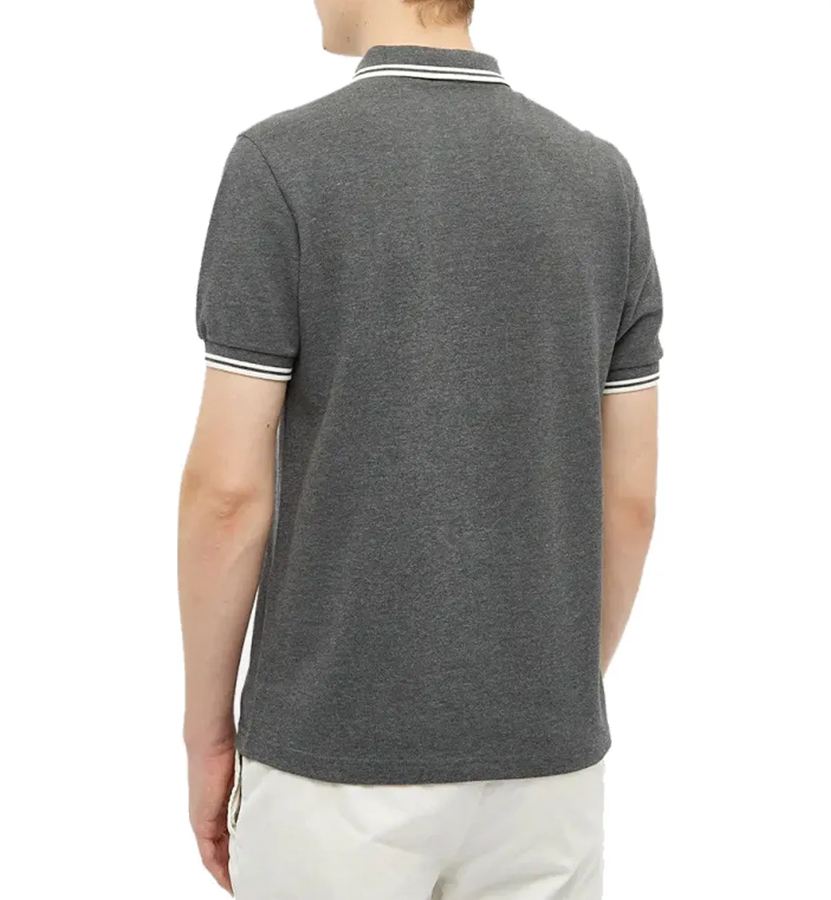 Fred Perry White Double Stripe Dark Grey Polo Shirt
