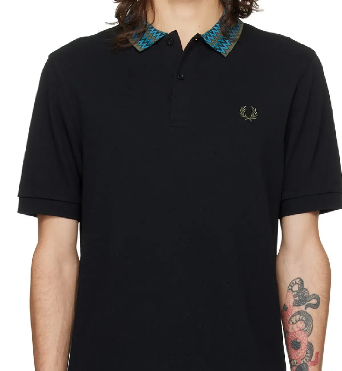 Fred Perry Woven Design Contrast Polo Shirt