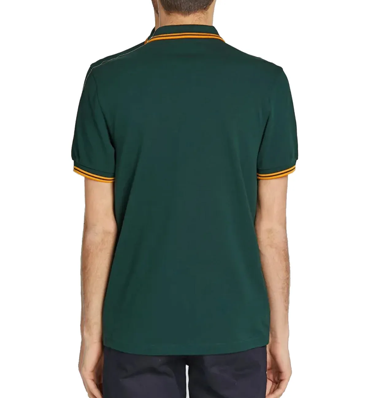 Fred Perry Yellow Double Stripe Green Polo Shirt