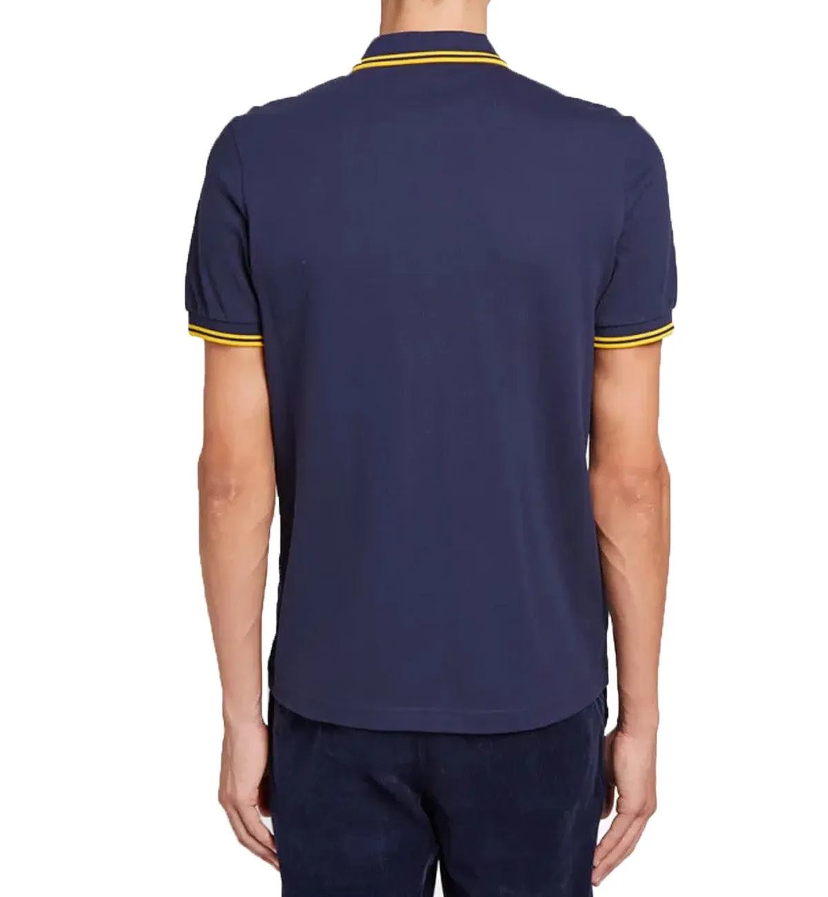 Fred Perry Yellow Double Stripe Navy Polo Shirt