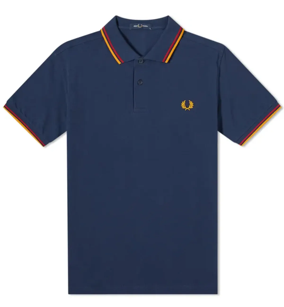 Fred Perry Yellow Red Stripe Navy Polo Shirt