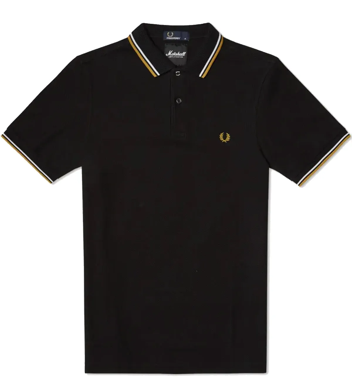 Fred Perry Yellow White Stripe Black Polo Shirt