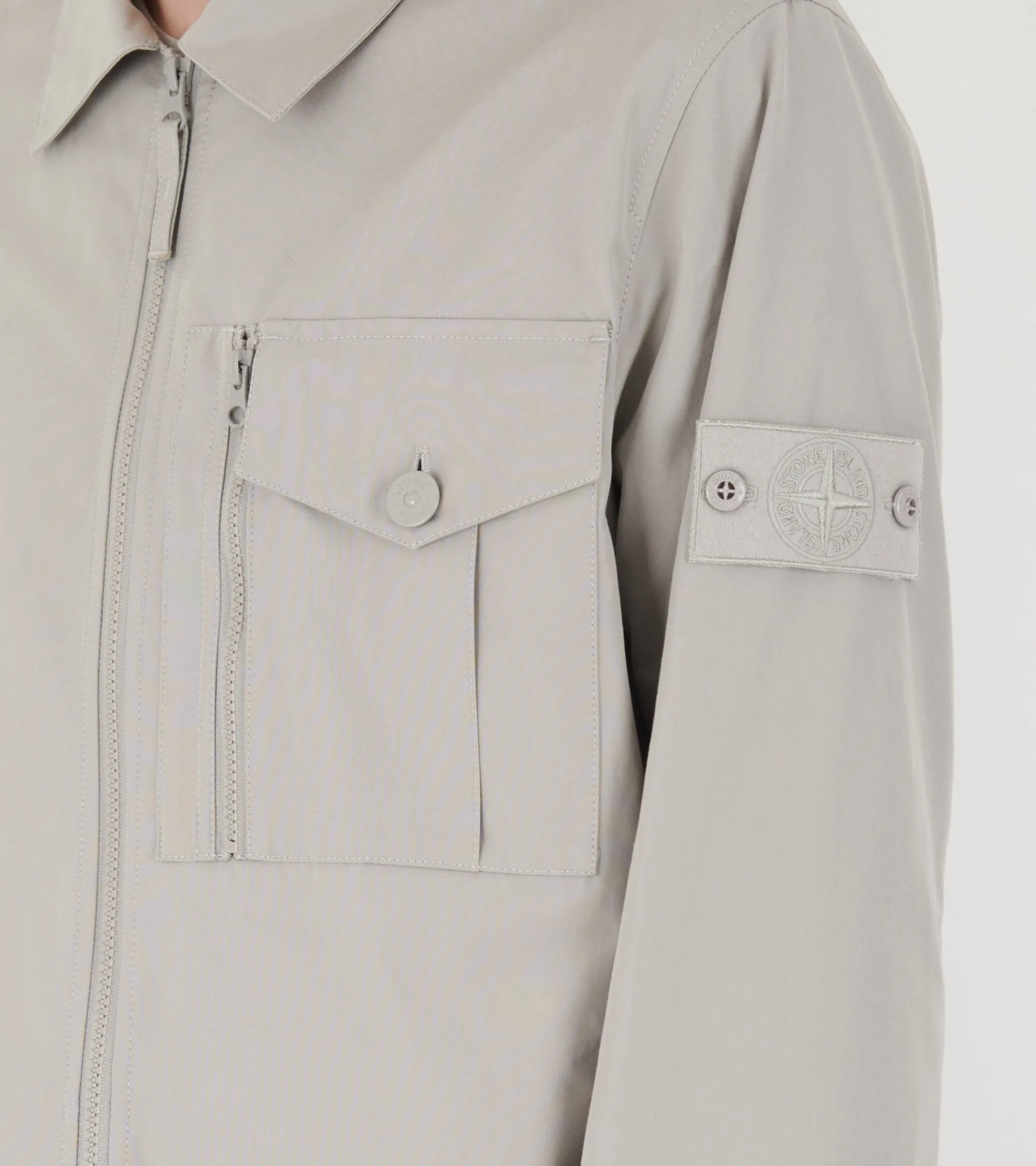 Ghost Cotton Zip Overshirt Grey