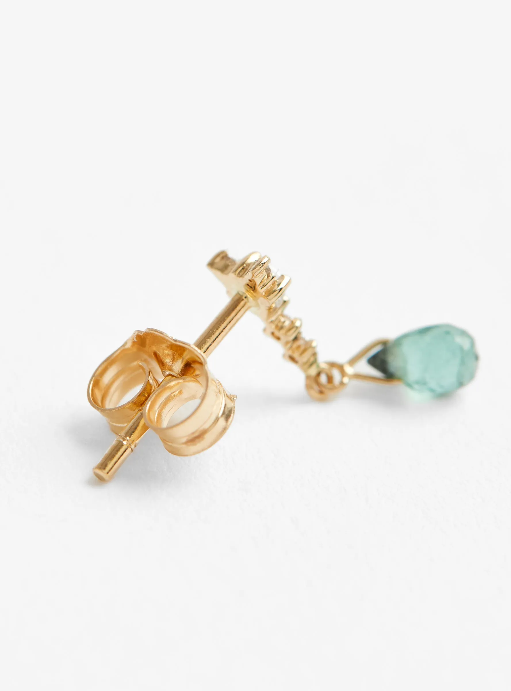 Green Tourmaline. Moonstone and Diamond Earring