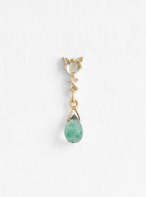 Green Tourmaline. Moonstone and Diamond Earring
