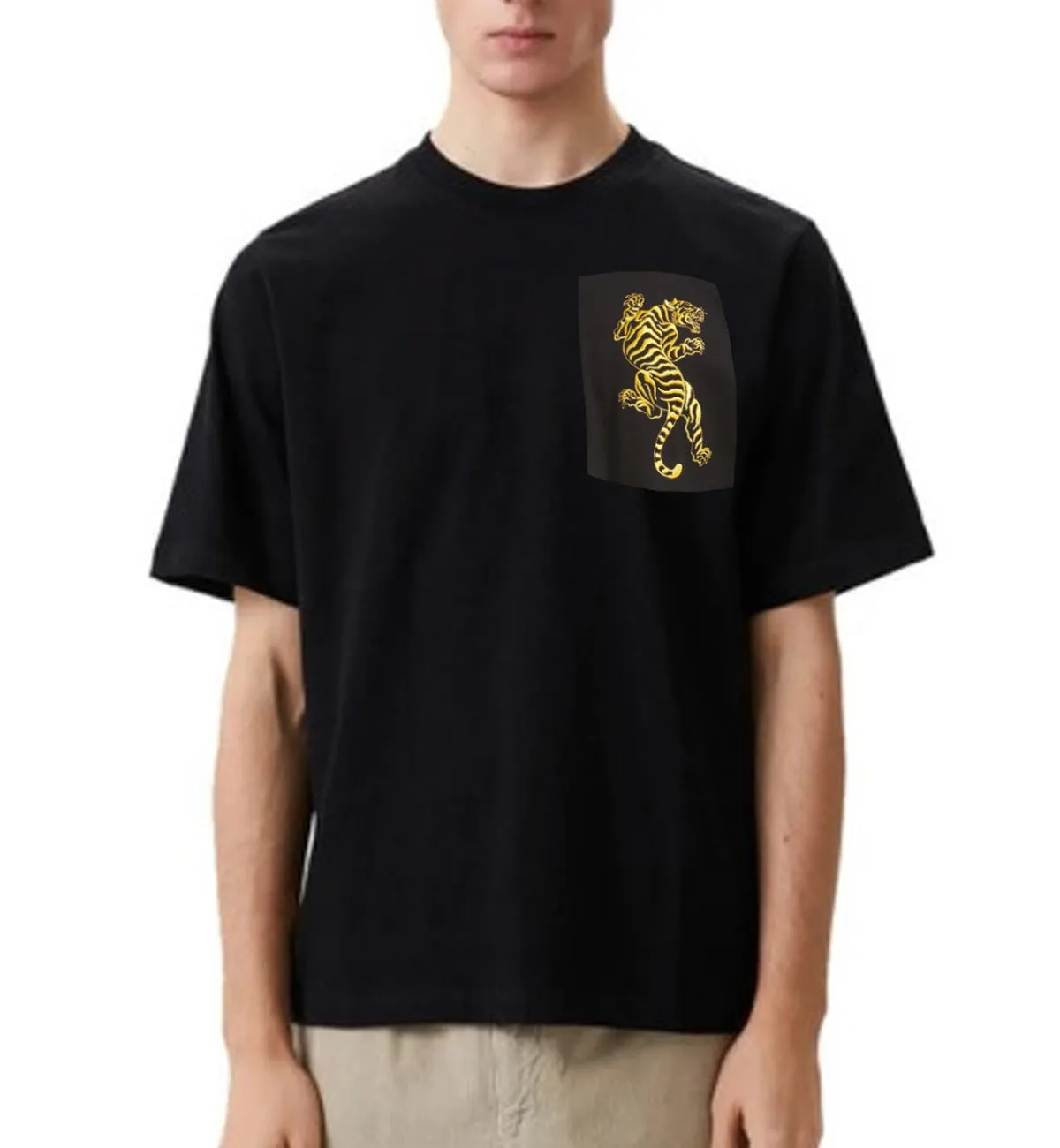 KENZO Embroidery Wording Tiger Tee - Black