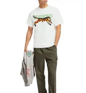 Kenzo Pixel Tiger Embroidered T-shirt (White)
