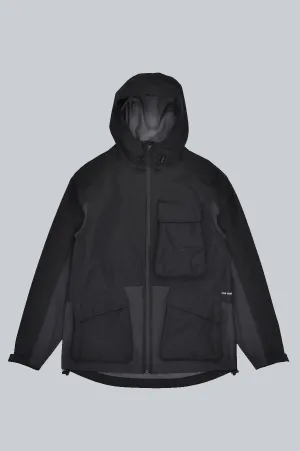 POP TRADING COMPANY BIG POCKET HOODED TECH JACKET BLACK ANTHRACITE