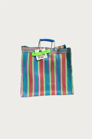 Recycled Plastic Stripe Bag Square - Red/Blue
