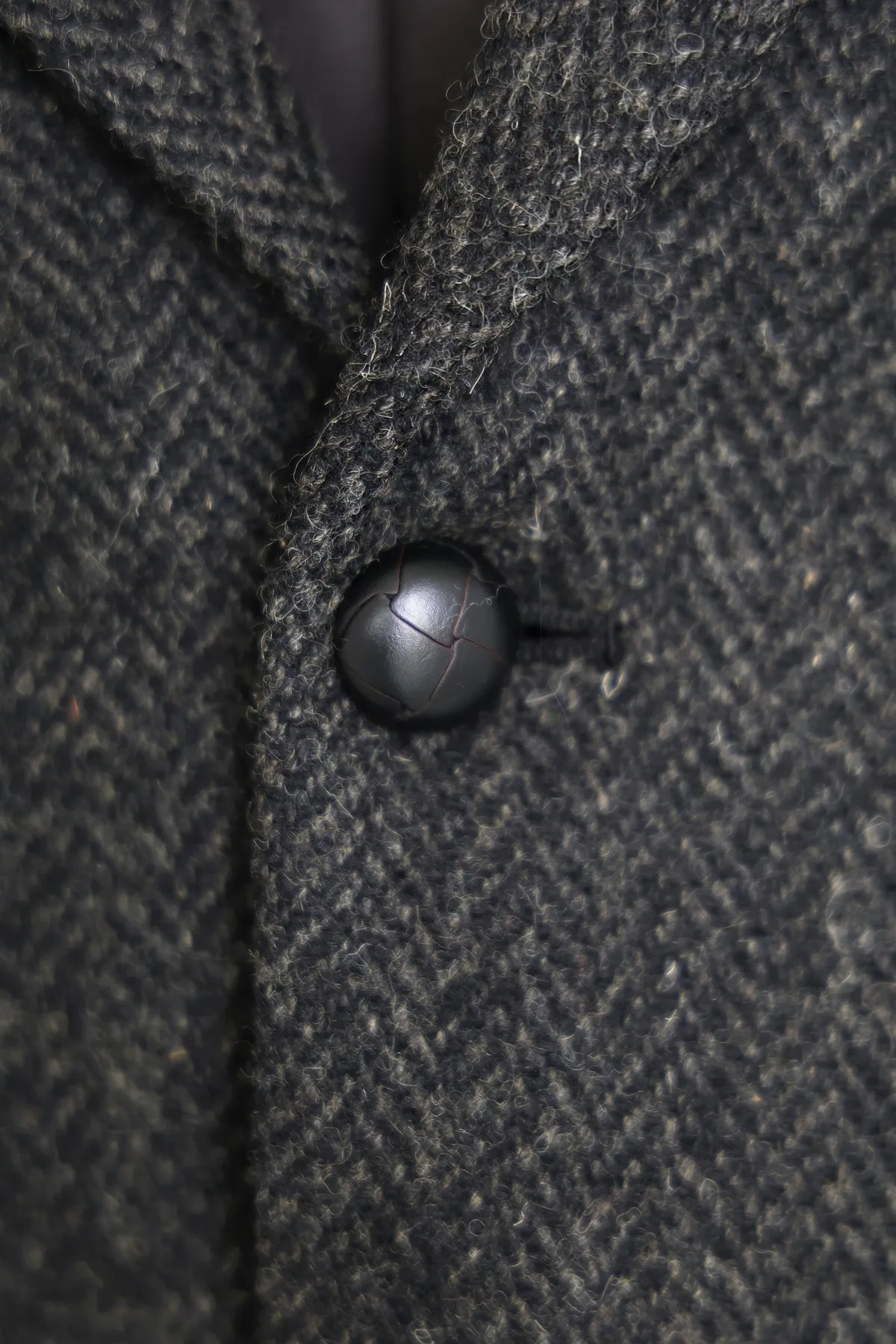 Relax Fit Harris Tweed Jacket - Black