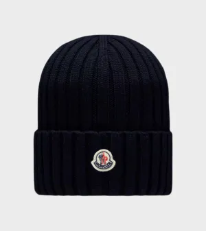 Ribbed Logo Beanie Navy