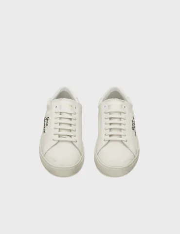 Saint Lauren COURT CLASSIC SL/06 EMBROIDERED SNEAKERS IN CANVAS AND LEATHER