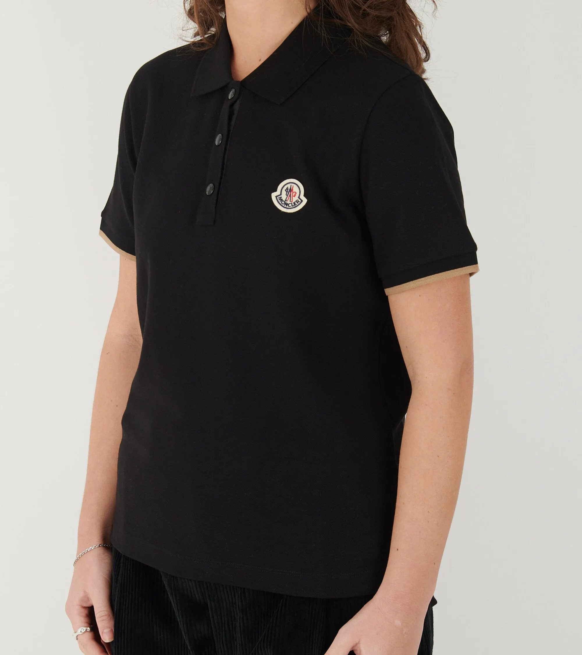 S/S Logo Cotton Polo Shirt Black/Light Brown