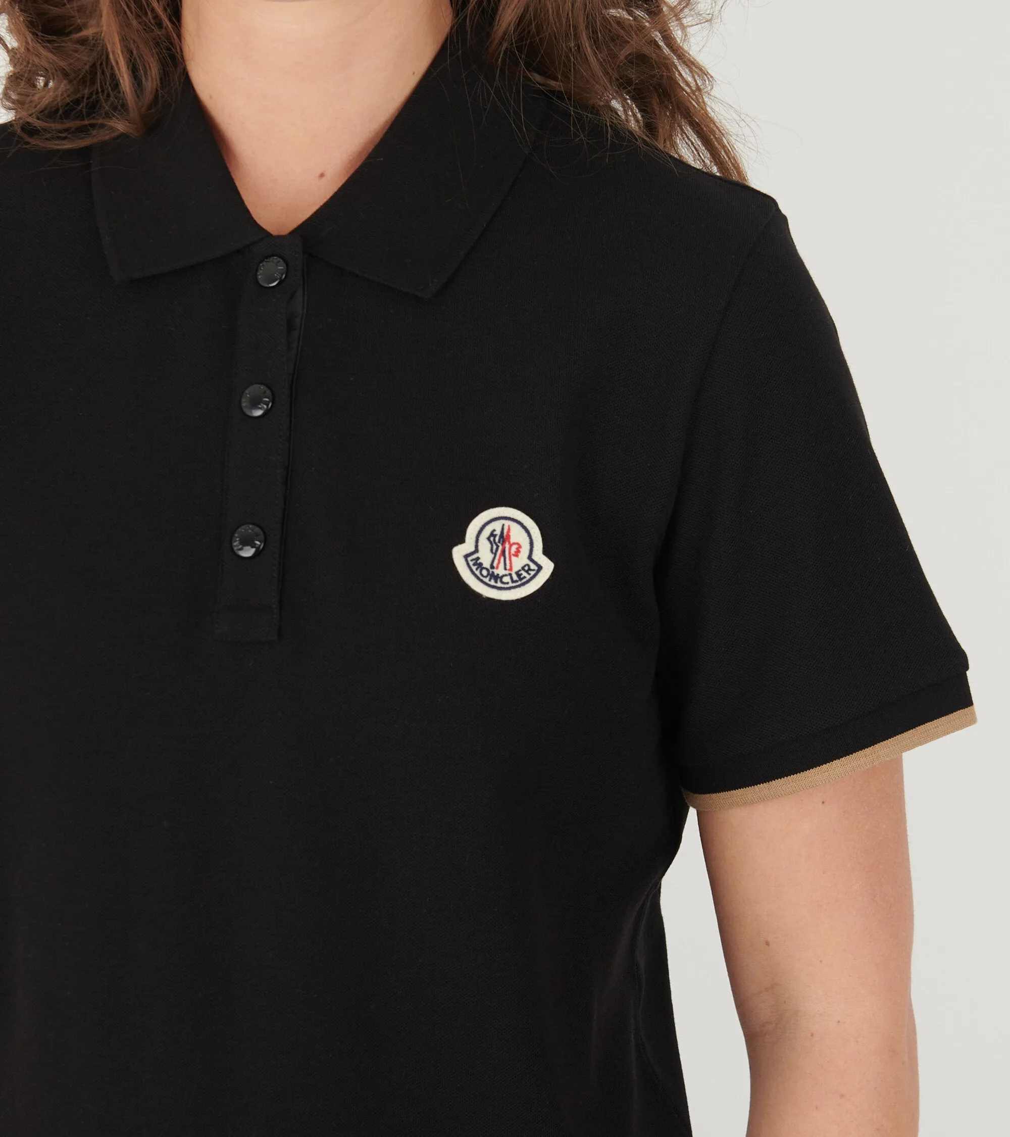 S/S Logo Cotton Polo Shirt Black/Light Brown