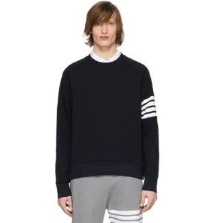 Thom Browne 4 Bar Raglan Crew Sweatshirt (Black)