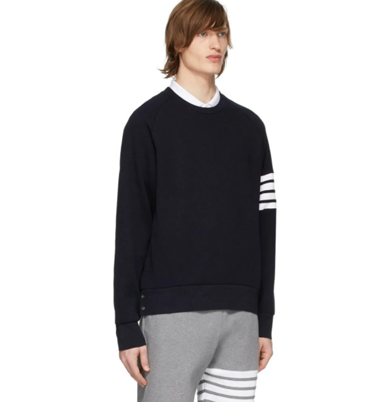 Thom Browne 4 Bar Raglan Crew Sweatshirt (Black)
