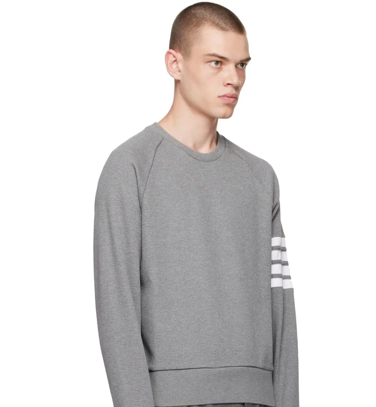 Thom Browne 4 Bar Raglan Crew Sweatshirt (Light Grey)