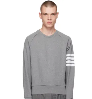 Thom Browne 4 Bar Raglan Crew Sweatshirt (Light Grey)