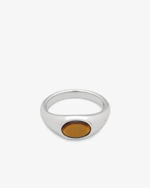 Tom Wood - Women's Joe Ring Tiger Eye - (Silver)