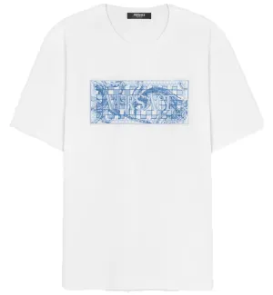 Versace Embroidered Contrasto Logo T-Shirt (White)