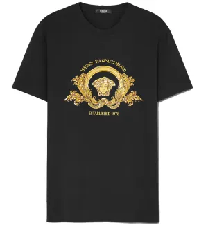 Versace Embroidered Medusa Coupe Blason T-Shirt (Black)