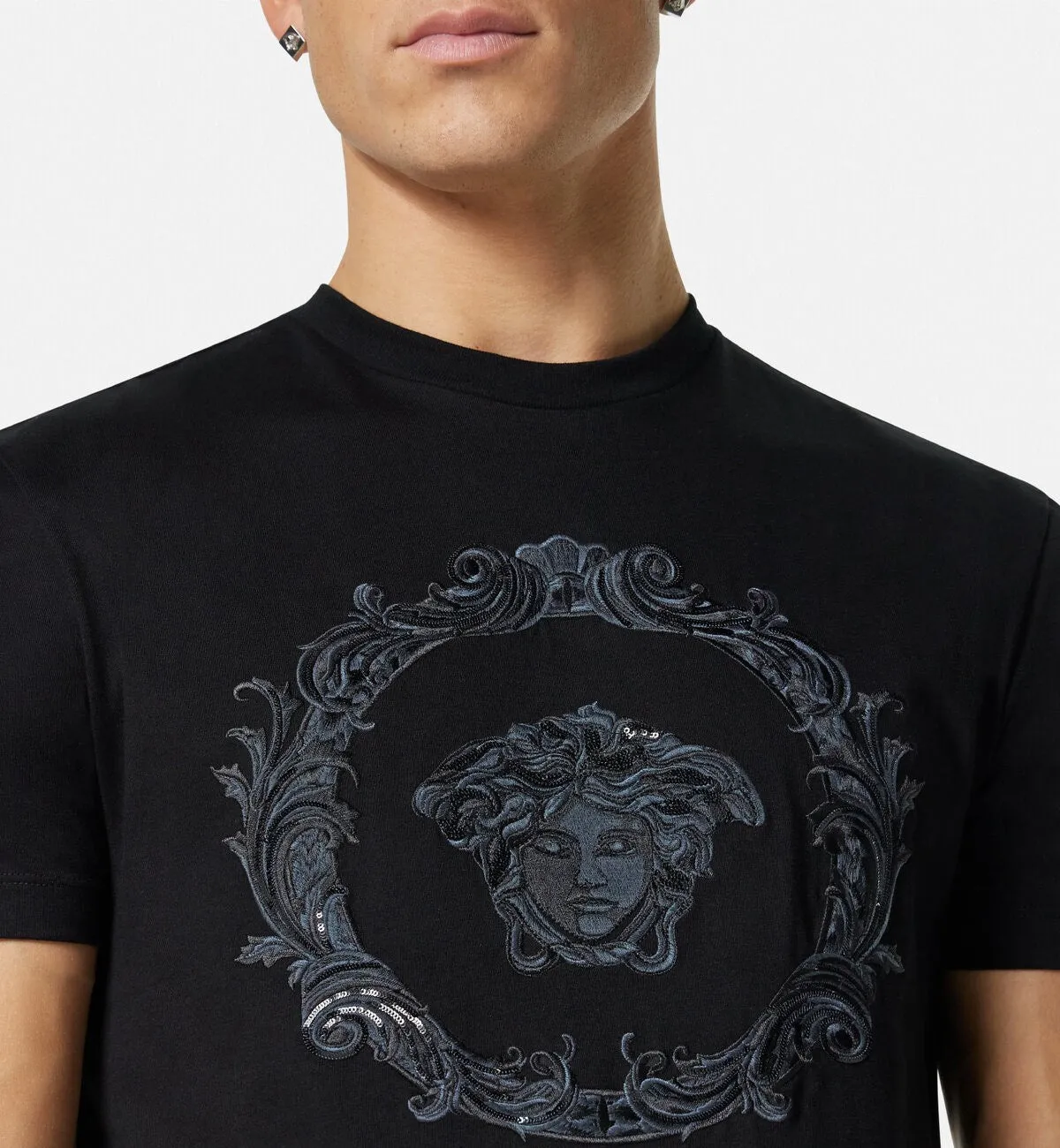 Versace Embroidered Medusa Vine T-Shirt (Black)
