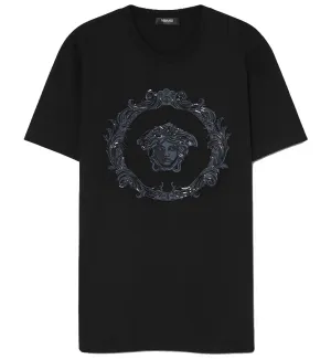 Versace Embroidered Medusa Vine T-Shirt (Black)
