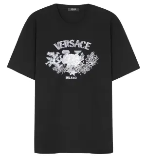 Versace Embroidered University Coral T-Shirt (Black)