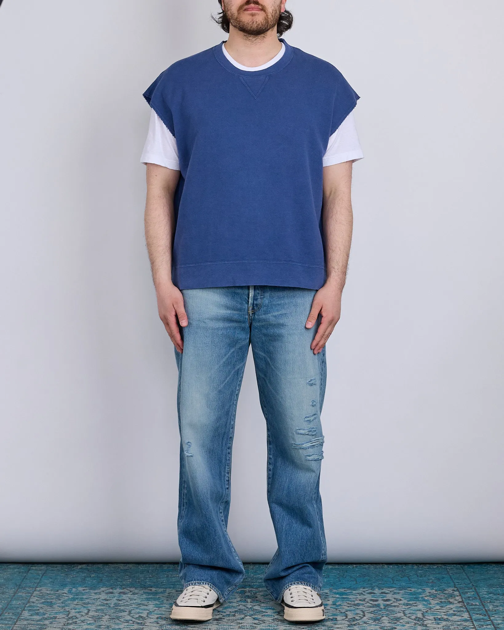 visvim Mondo Crew Sweat SL DMGD Navy