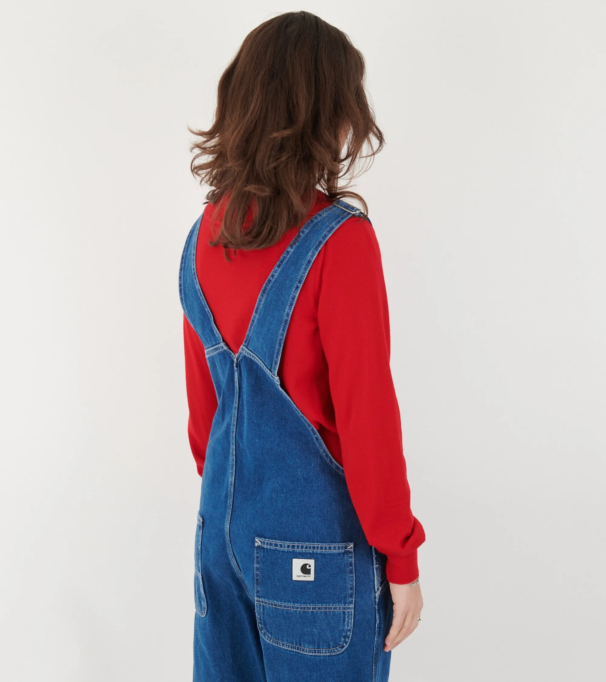 W Bib Overall Straight Stone Washed Blue
