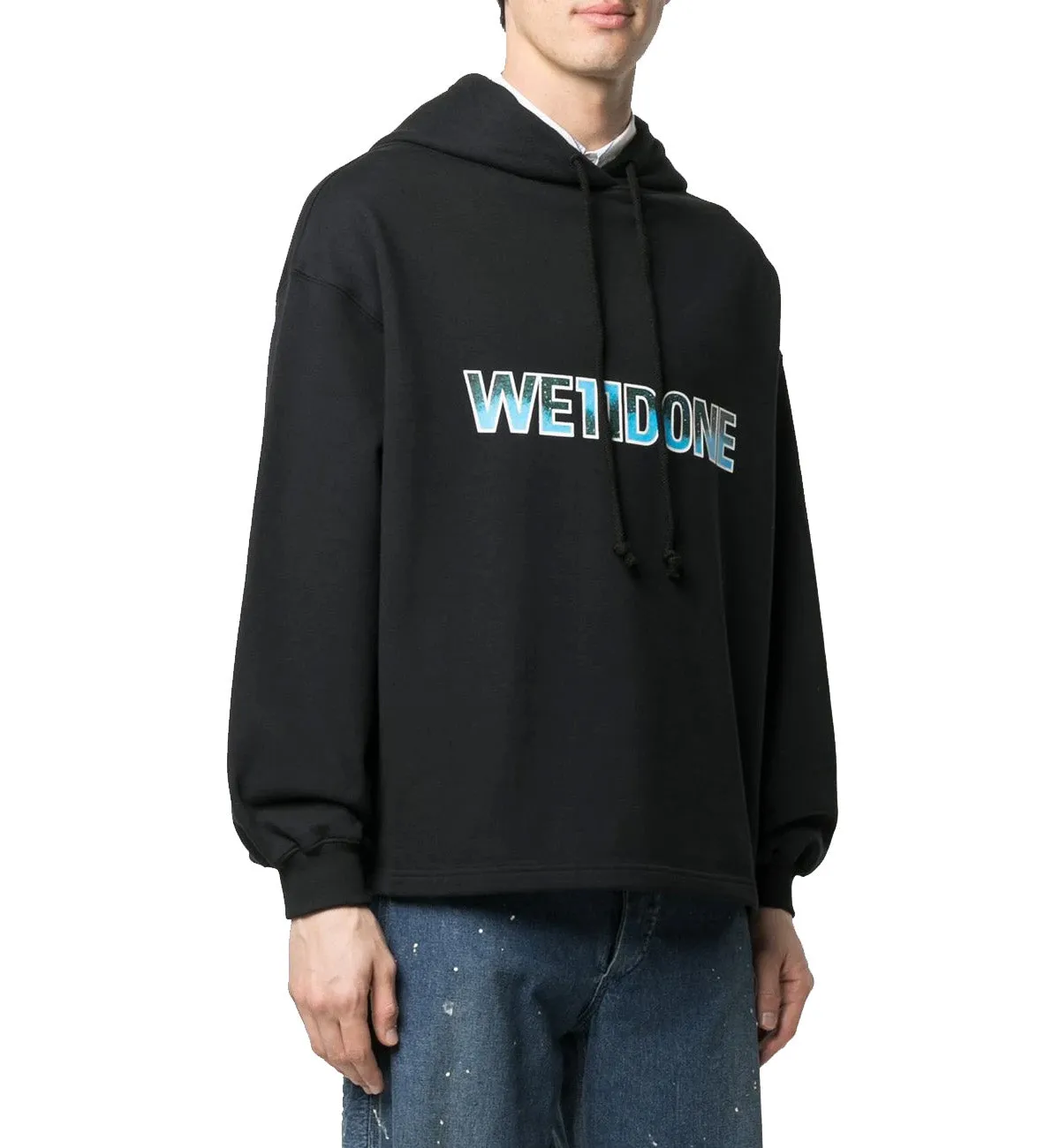 WE11DONE Logo Printed Cotton Hoodie (Black)