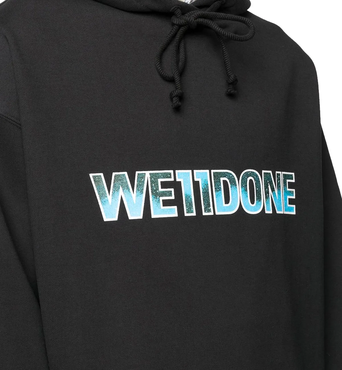 WE11DONE Logo Printed Cotton Hoodie (Black)