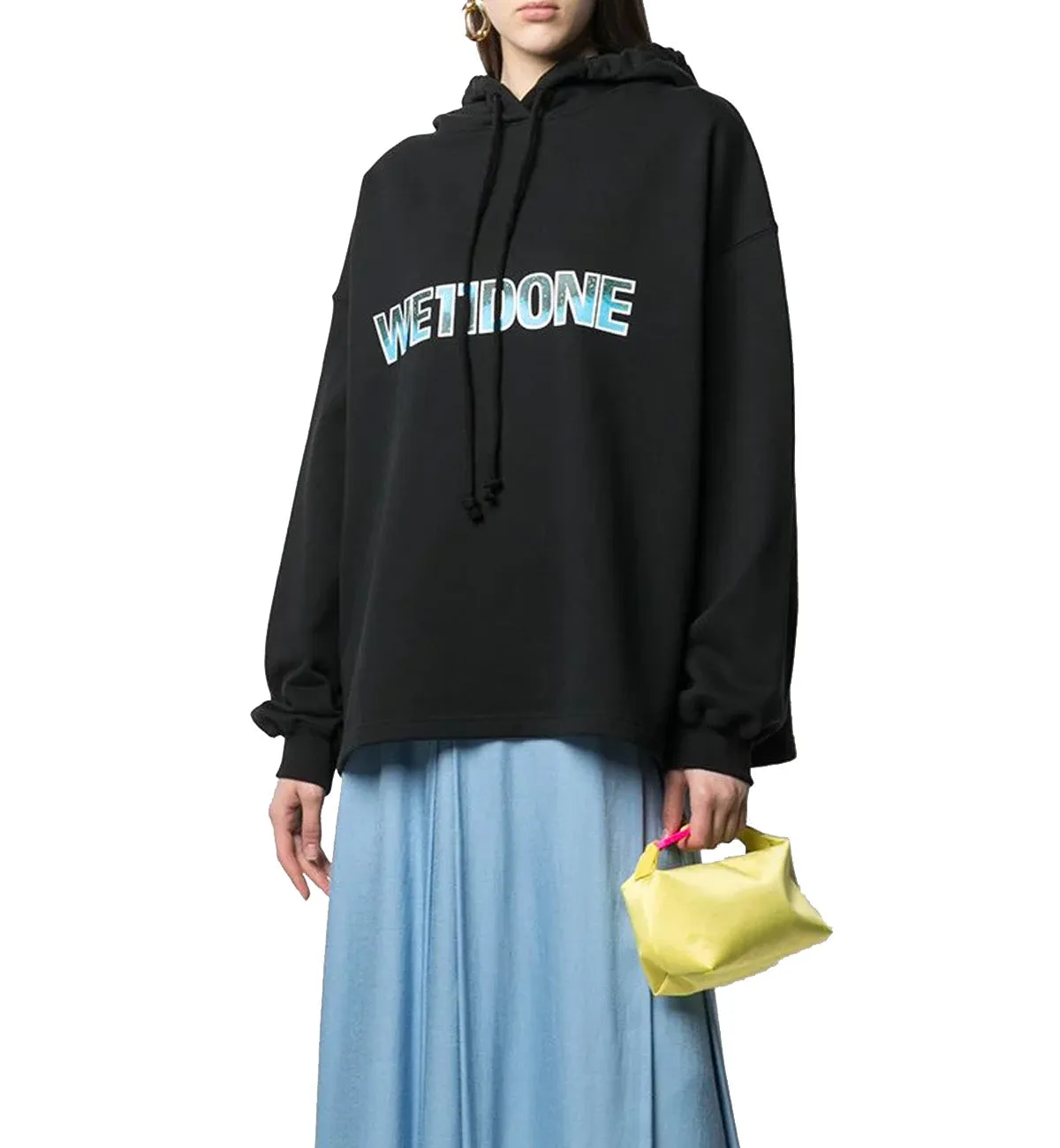 WE11DONE Logo Printed Cotton Hoodie (Black)