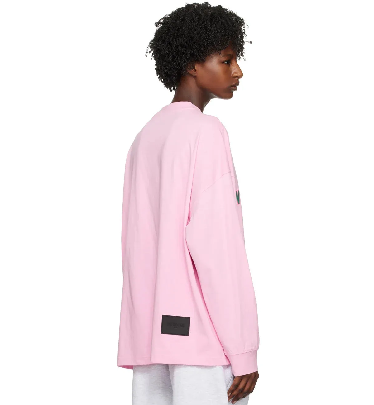 WE11DONE Multi Logo Long Sleeve T-shirt (Pink)