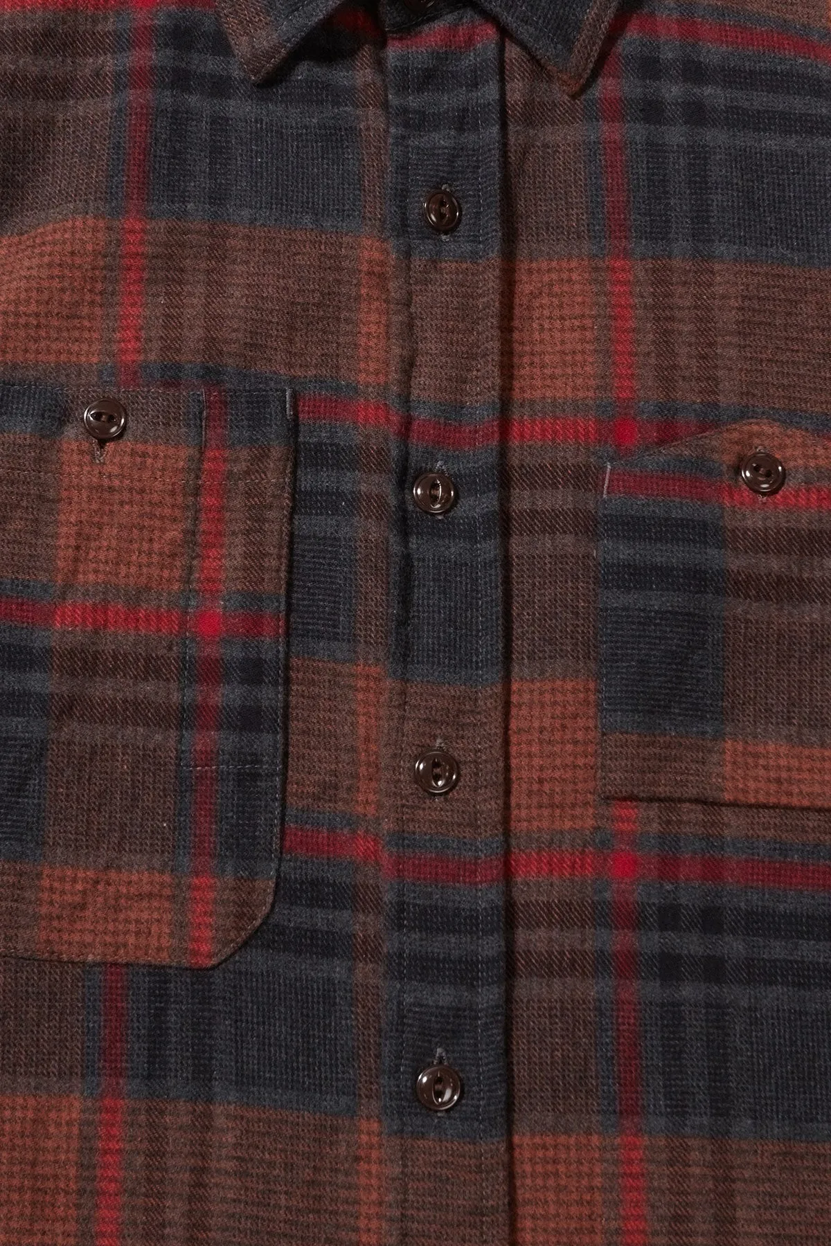 Work Shirt - Orange/Red Cotton Plaid Flannel
