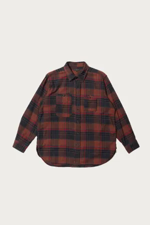 Work Shirt - Orange/Red Cotton Plaid Flannel
