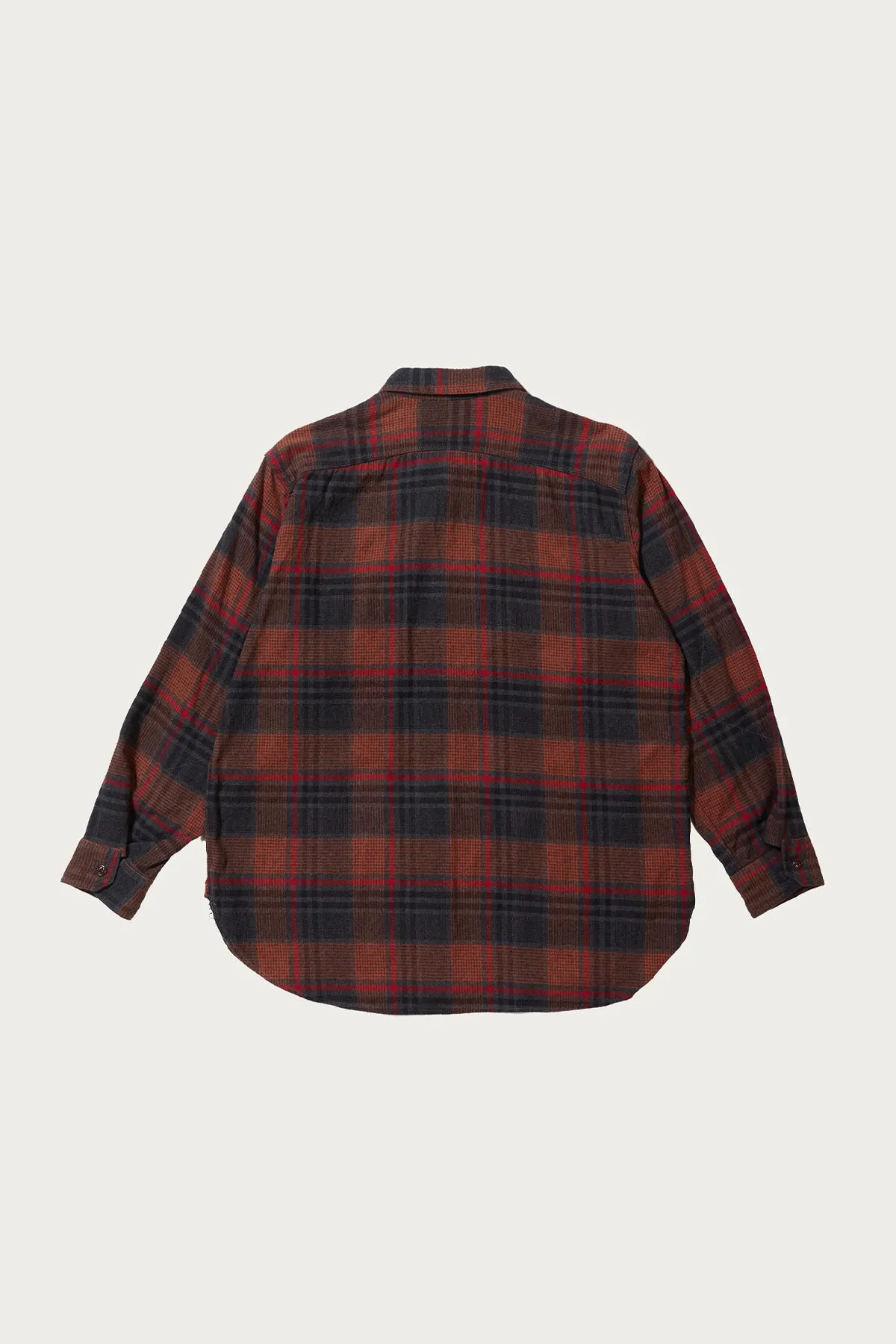 Work Shirt - Orange/Red Cotton Plaid Flannel