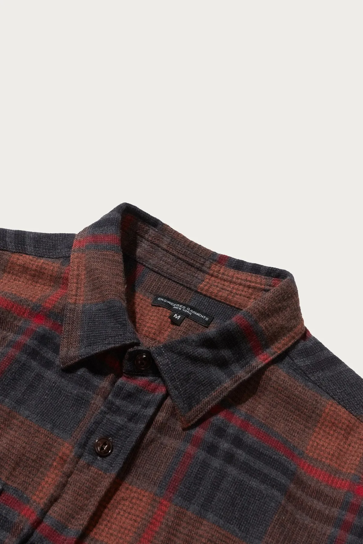 Work Shirt - Orange/Red Cotton Plaid Flannel