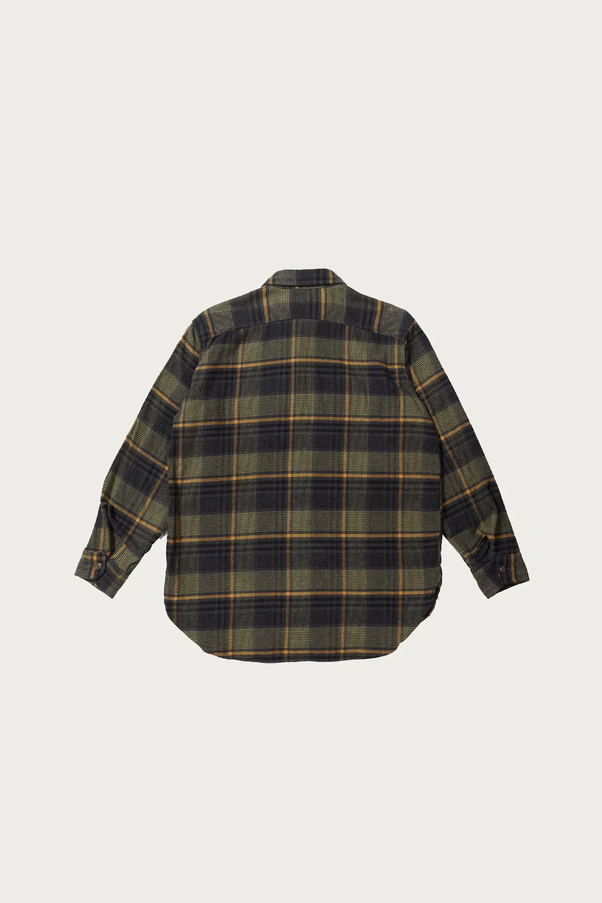 Work Shirt - Yellow/Grey Cotton Plaid Flannel
