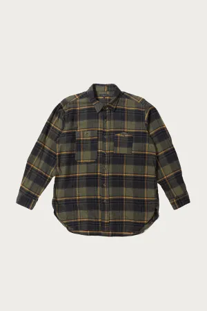 Work Shirt - Yellow/Grey Cotton Plaid Flannel