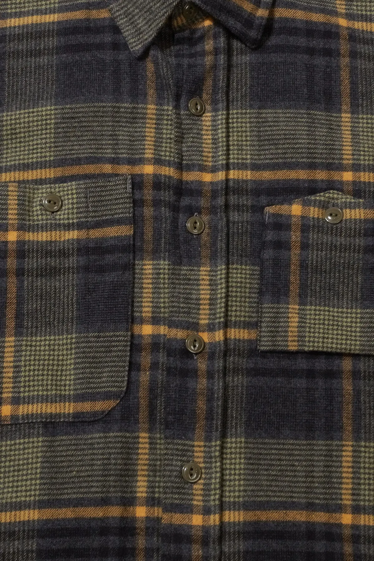 Work Shirt - Yellow/Grey Cotton Plaid Flannel