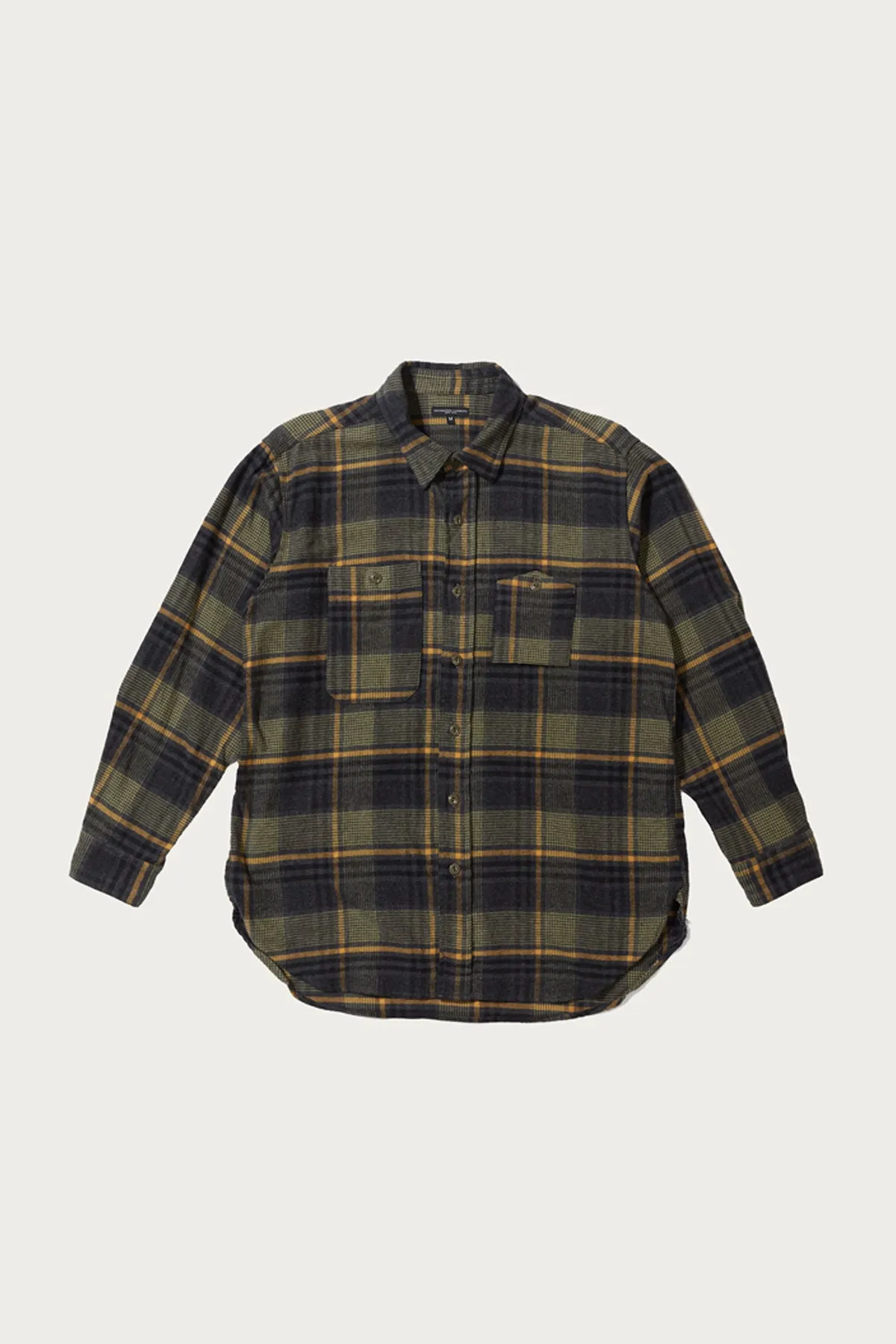 Work Shirt - Yellow/Grey Cotton Plaid Flannel