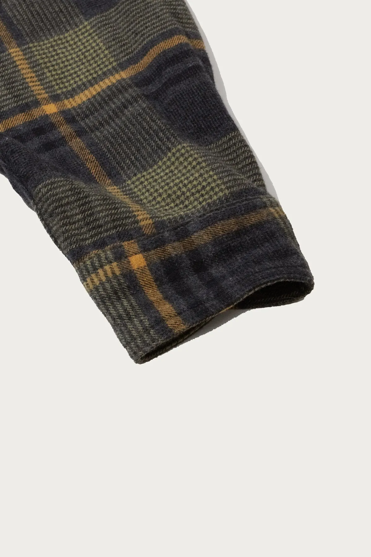 Work Shirt - Yellow/Grey Cotton Plaid Flannel